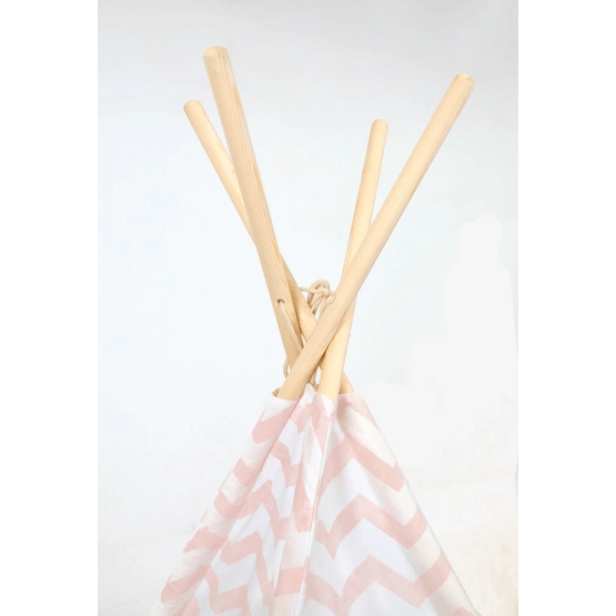 Tipi Telt - Legetelt Med Gulvmåtte Og Puder - Pink - Zigzag