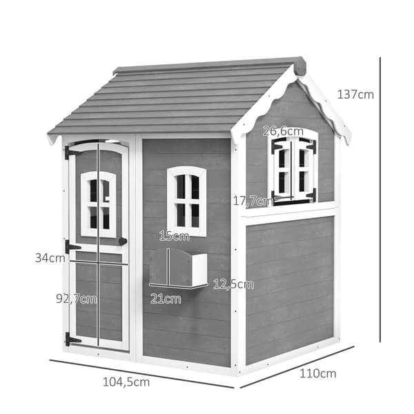 Rootz Children’s Playhouse - Kids Playhouse - Wood Play Hut - Kreativitet og sjov - 104,5 cm x 110 cm x 137 cm