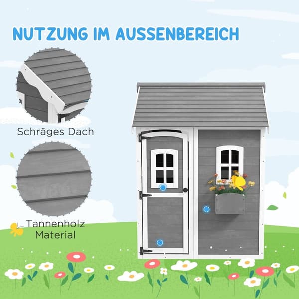 Rootz Children’s Playhouse - Kids Playhouse - Wood Play Hut - Kreativitet og sjov - 104,5 cm x 110 cm x 137 cm
