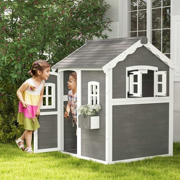 Rootz Children’s Playhouse - Kids Playhouse - Wood Play Hut - Kreativitet og sjov - 104,5 cm x 110 cm x 137 cm
