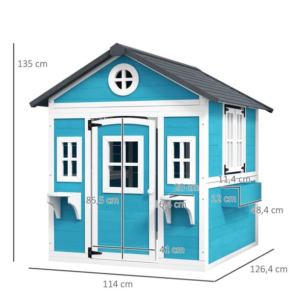 Rootz Children's Wood Playhouse - Outdoor Garden Playhouse - Kids Playhouse - Safe & Fun - 114 x 126,4 x 135 cm