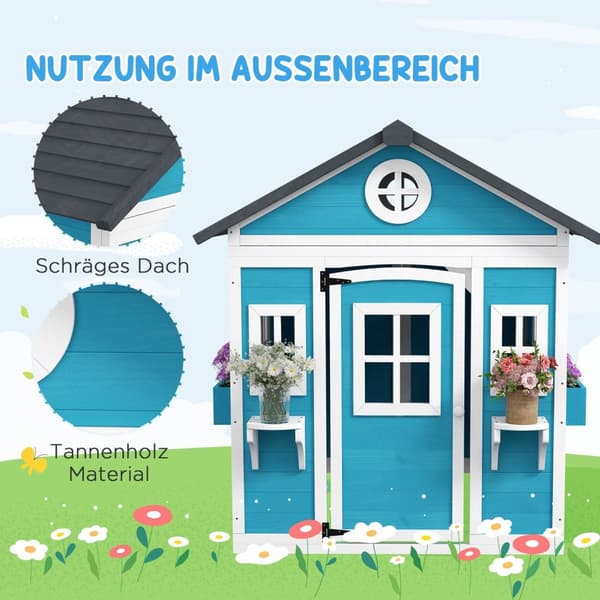 Rootz Children's Wood Playhouse - Outdoor Garden Playhouse - Kids Playhouse - Safe & Fun - 114 x 126,4 x 135 cm
