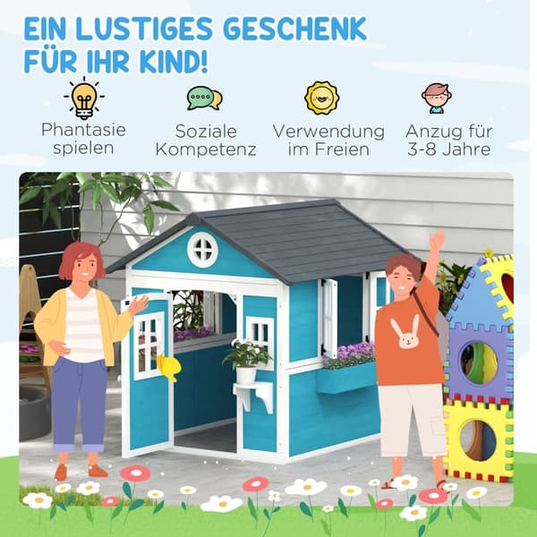 Rootz Children's Wood Playhouse - Outdoor Garden Playhouse - Kids Playhouse - Safe & Fun - 114 x 126,4 x 135 cm