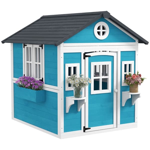 Rootz Children's Wood Playhouse - Outdoor Garden Playhouse - Kids Playhouse - Safe & Fun - 114 x 126,4 x 135 cm