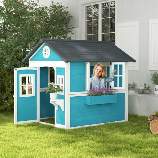 Rootz Children's Wood Playhouse - Outdoor Garden Playhouse - Kids Playhouse - Safe & Fun - 114 x 126,4 x 135 cm
