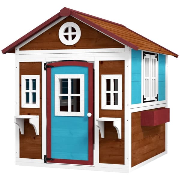 Rootzin lasten puinen leikkimökki - ulkona puutarhaplay House - Kids Play Hut - Safe & Weatherproof - 114 cm x 126,4 cm x 135 cm