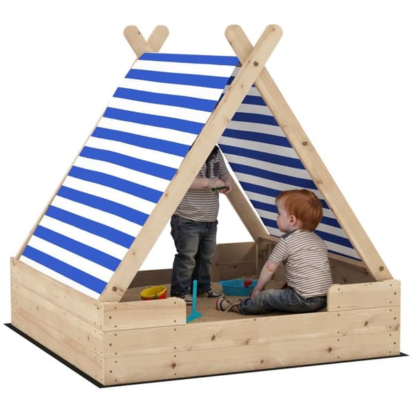 Juuren hiekkalaatikko lapsille - SandPit - leikkialue - Säänkestävä telttakatto - Kestävä päivittäinen käyttö - 120 x 120 x 126,5 cm