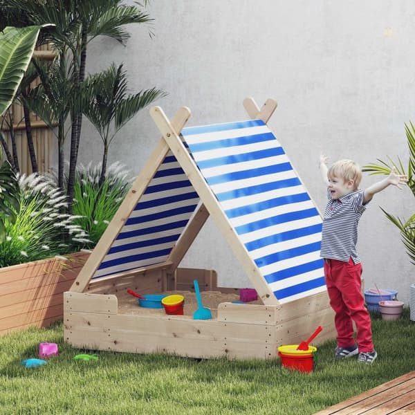 Juuren hiekkalaatikko lapsille - SandPit - leikkialue - Säänkestävä telttakatto - Kestävä päivittäinen käyttö - 120 x 120 x 126,5 cm
