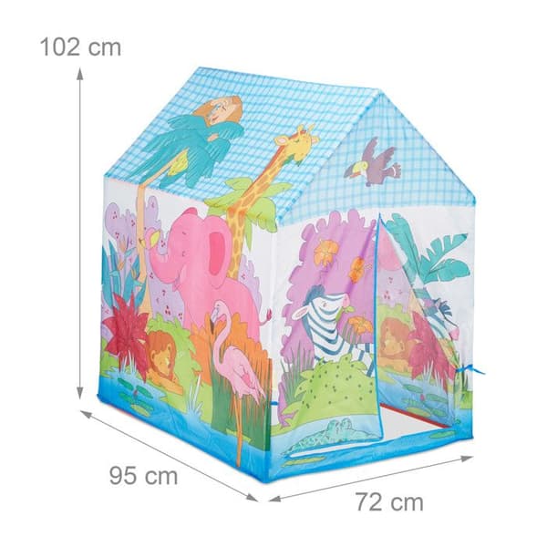 Relaxdays Jungle Lektält för barn, Safari barntält, Djur, Färgglatt 3 år Tyg HxBxD: 102 x 72 x 95 cm, Färgad