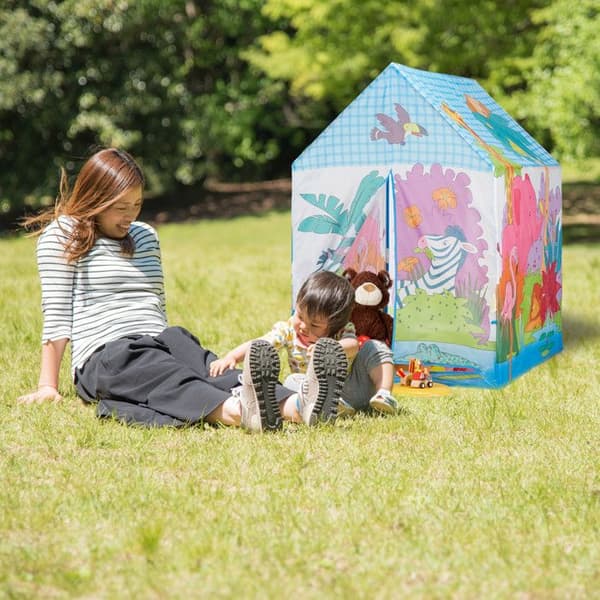 Relaxdays Jungle Lektält för barn, Safari barntält, Djur, Färgglatt 3 år Tyg HxBxD: 102 x 72 x 95 cm, Färgad