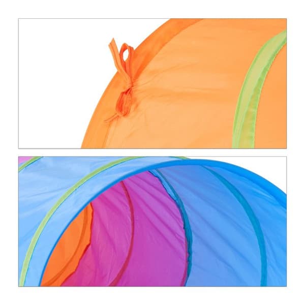 Relaxdays Colorful Play Tunnel Kids Pop Up-tält Utomhusleksak Solid Crawling Tunnel Tält Tjej Pojke, Färgglad