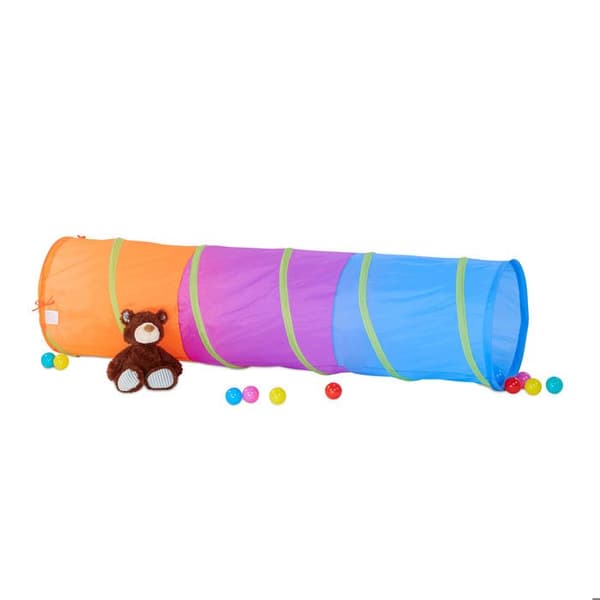 Relaxdays Colorful Play Tunnel Kids Pop Up-tält Utomhusleksak Solid Crawling Tunnel Tält Tjej Pojke, Färgglad