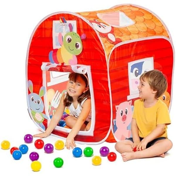 Molto Farm Activity Camping tält med 25 bollar - Interaktivt lekcenter för barn - Färdighetsstimulering
