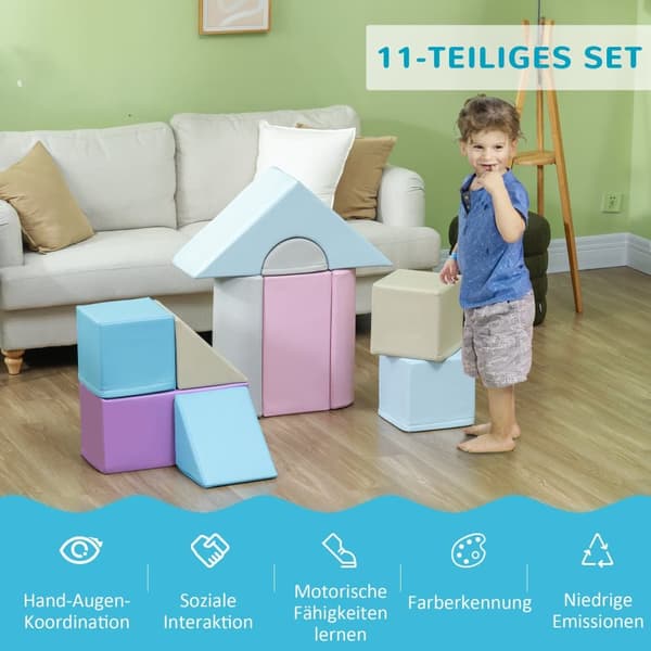 Soft Blocks Sæt, 11-tlg., Multifarvet