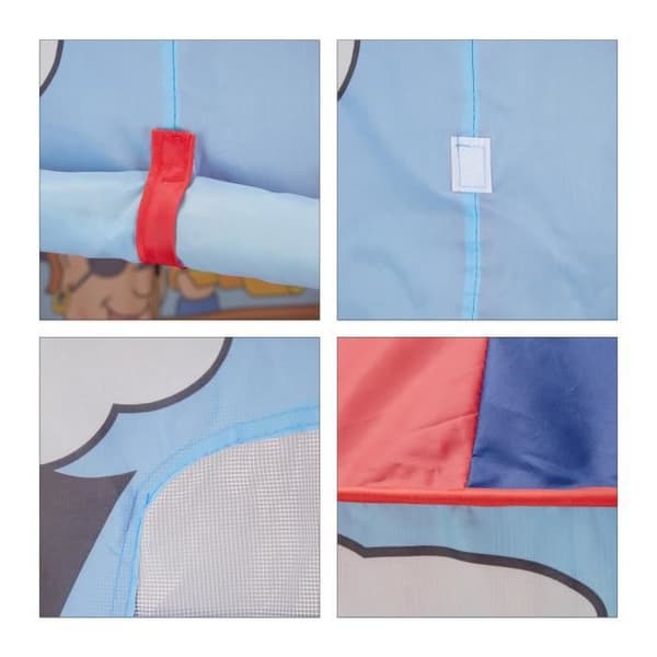 Relaxdays Barntält Pojke Tjej Lektält Piratflagga Utomhus Pop-up 3 år H x D 130 x 100 cm, Röd Blå