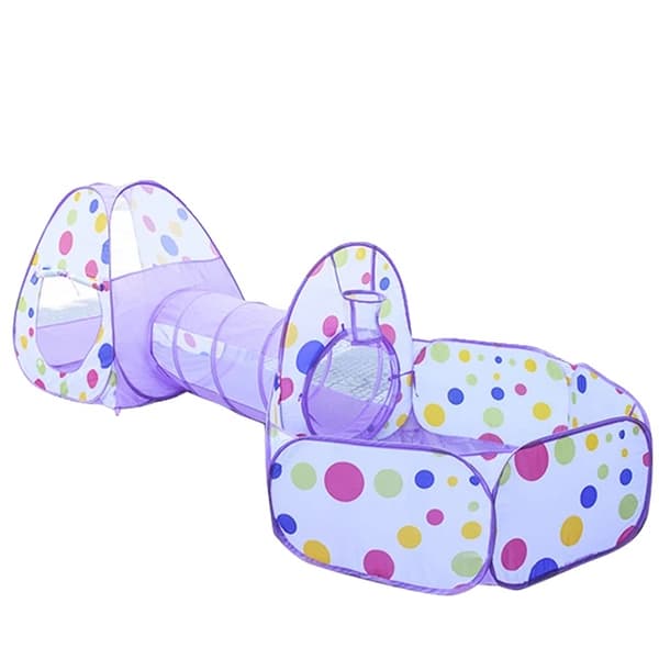 Børnetelt, foldbart design, polyester tunnel, Lilla Prik