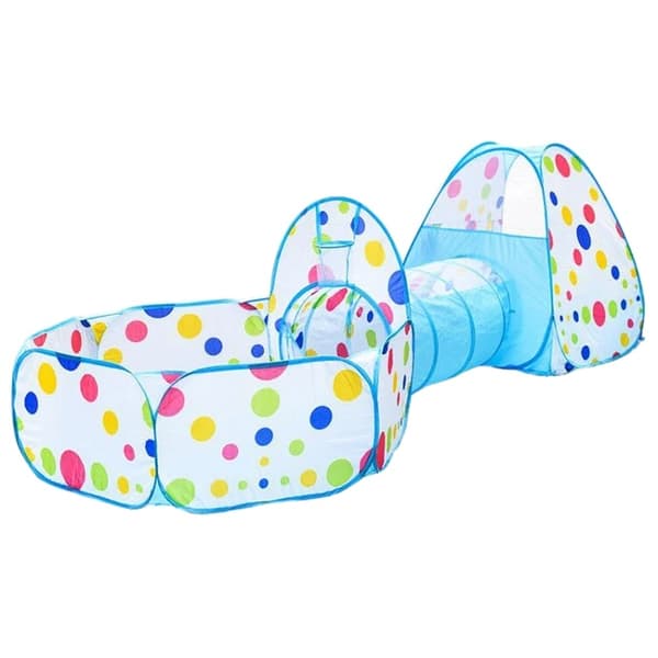 Børnetelt, foldbart design, polyester tunnel, Blå Prik