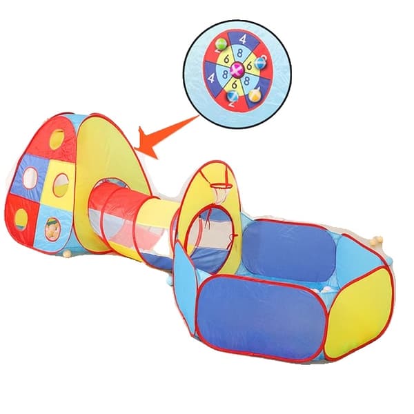 Børnetelt, foldbart design, polyester tunnel, med 5 legetøjsbolde