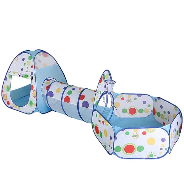 Børnetelt, foldbart design, polyester tunnel, Lyseblå prik