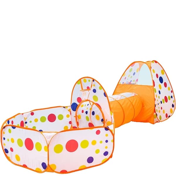 Børnetelt, foldbart design, polyester tunnel, Gul prik