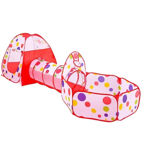 Børnetelt, foldbart design, polyester tunnel, Rød prik