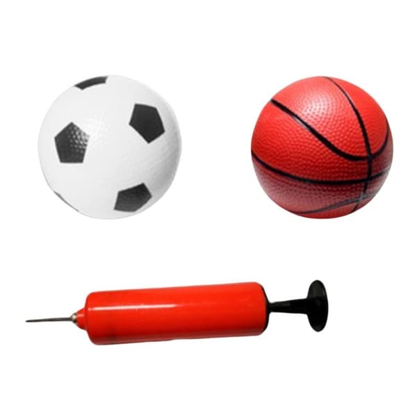 2-i-1 basketballsæt med fodboldmål + bolde og Lumarko-pumpe!