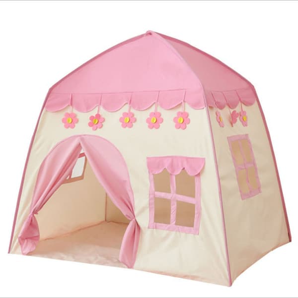 Lollanda legetelt til børn / børnetelt – indendørs telt med vindue, perfekt som legehus og soveområde 130x100x130cm Pink
