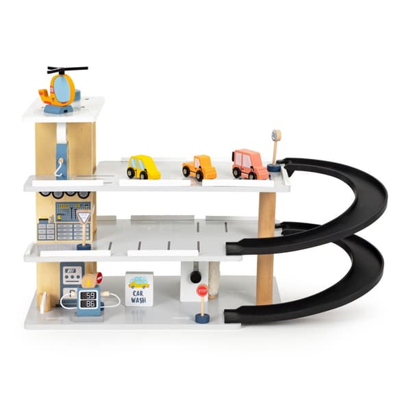 Leksaksgarage - 37x63x21 cm - trä - med hiss