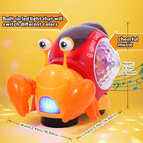 OBOSOE Crawling Snail Baby Legetøj, Interaktiv Musikal Lys op Crawling Legetøj Flytte Småbørn Legetøj til Børn Spædbørn Lysende Krebsdyr Legetøj