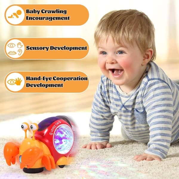 OBOSOE Crawling Snail Baby Legetøj, Interaktiv Musikal Lys op Crawling Legetøj Flytte Småbørn Legetøj til Børn Spædbørn Lysende Krebsdyr Legetøj