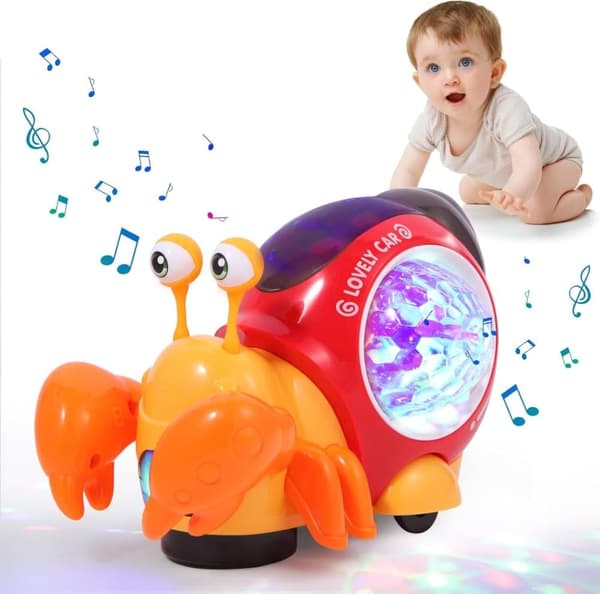 OBOSOE Crawling Snail Baby Legetøj, Interaktiv Musikal Lys op Crawling Legetøj Flytte Småbørn Legetøj til Børn Spædbørn Lysende Krebsdyr Legetøj Orange