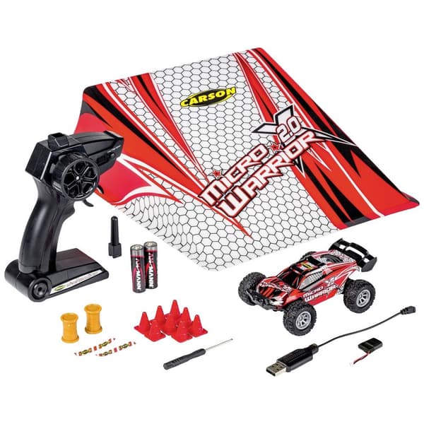 1:32 RC Bil nybörjare Elektrisk Buggy Carson RC Sport Micro X-Warrior 2.0 inkl. batteri, laddare och sändarbatterier