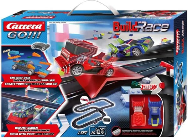 Carrera Race Track Set Build 'n Race 6,2 Meter 1:43 Sort 3-Piece