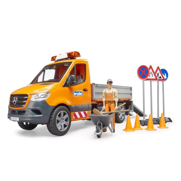Bruder 02677 Mercedes Benz Sprinter vägbyggnadsbil + ljus och ljud