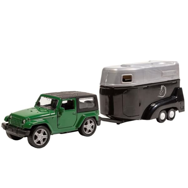 City Die-Cast Jeep med Horse Trailer Grön/Svart
