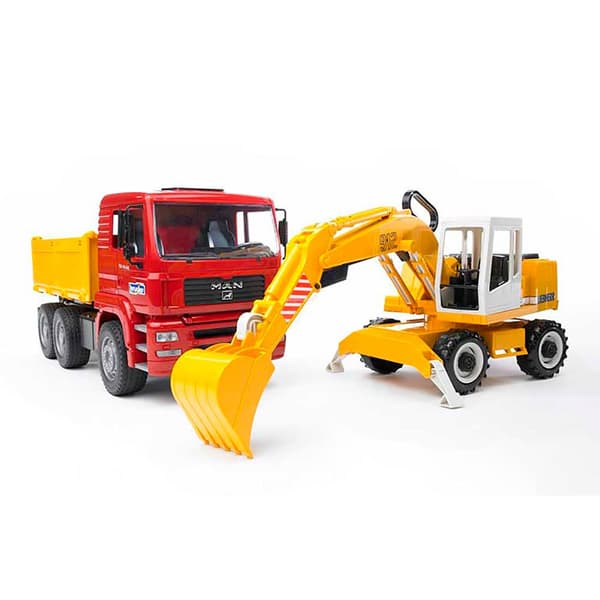 Bruder Lastbil Af Arbejder Mand Med Gravemaskine Liebherr Flerfarvet 3-6 Years