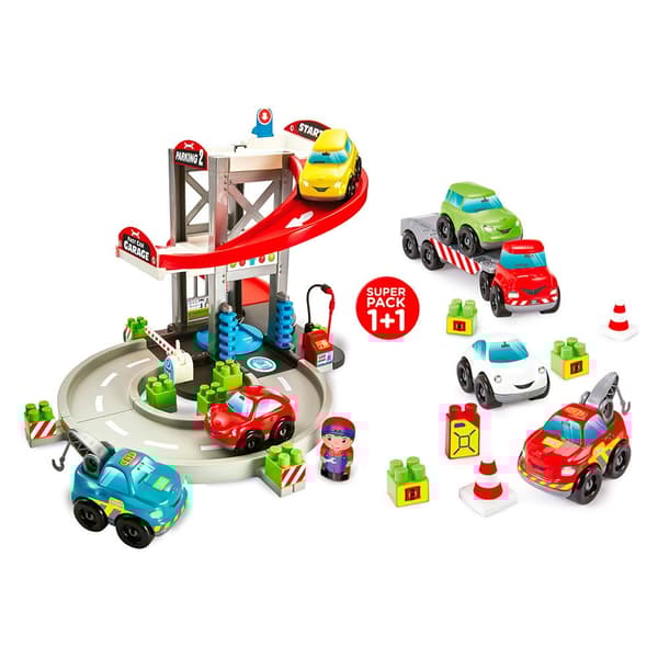 Ecoiffier Garage+trailer Super Pack Flerfarvet