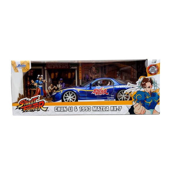 Jada Street Fighter Ii Chun-li 1993 Mazda Rx-7 1:24 Blå