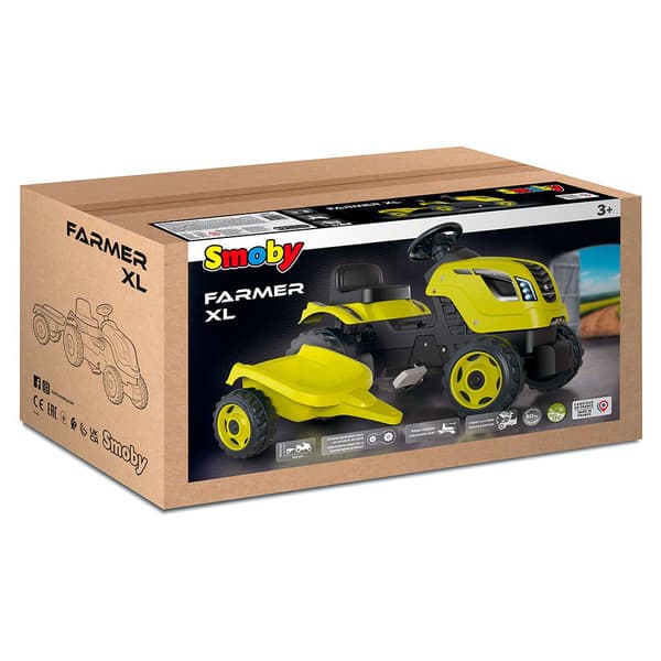 Smoby Traktor Med Trailer Farmer Xl Gul