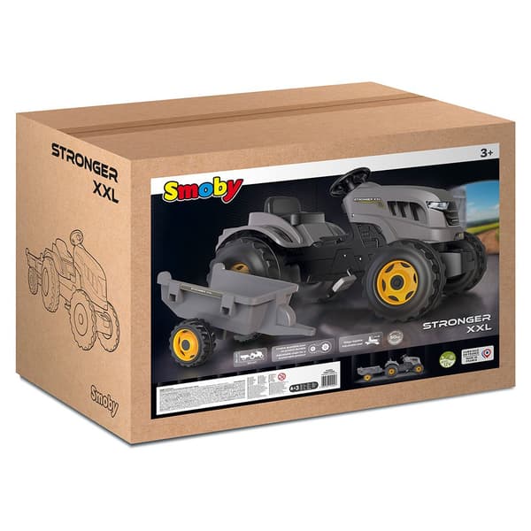 Smoby Traktor Med Släp Stronger Xxl Grå