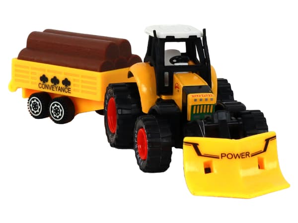 Traktor Med Trailer Gravemaskine Bulldozer Landbrugsmaskine Gul