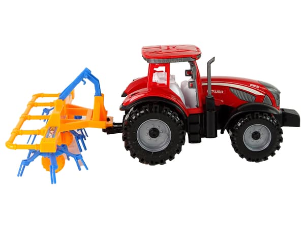 Rød traktor med friktionsdrev