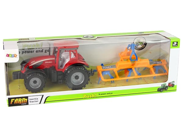 Rød traktor med friktionsdrev