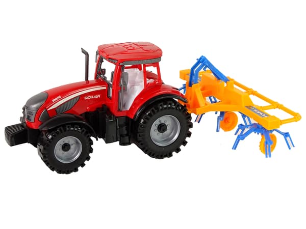 Rød traktor med friktionsdrev