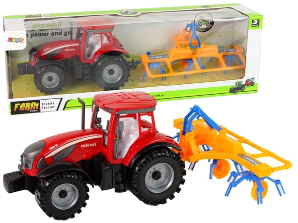 Rød traktor med friktionsdrev