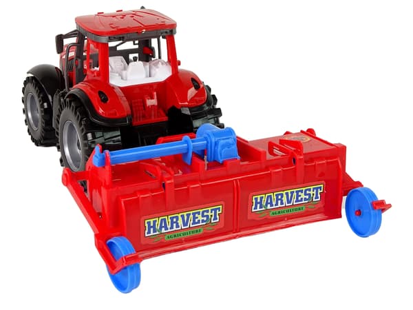 Röd traktor med friktionsdrivplog