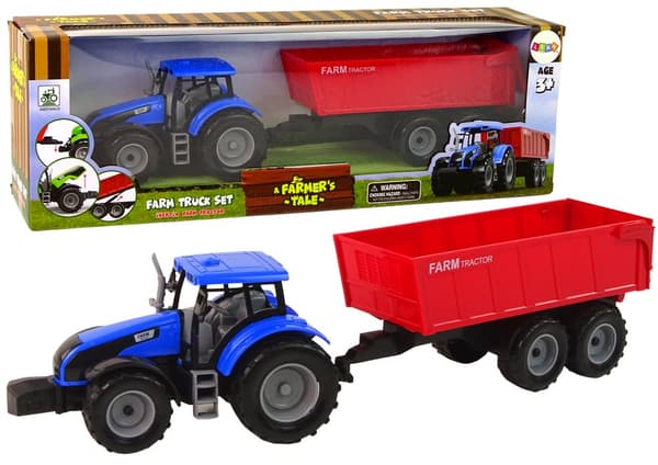 Traktori perävaunulla Maatalousajoneuvo Farm Blue