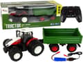 Miniatyrbillede 1 af 8: Fjernstyret traktor med trailer 1:24 Rød Grøn