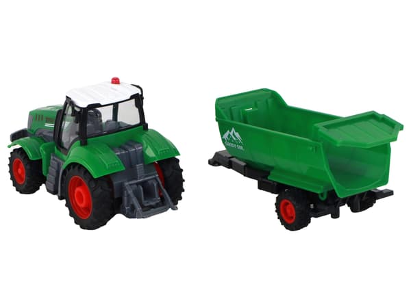 Fjärrstyrd traktor R/C traktor med släp 1:24 Lyser grönt