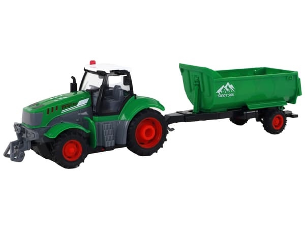Fjärrstyrd traktor R/C traktor med släp 1:24 Lyser grönt